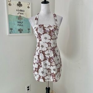Abercrombie & Fitch Floral Mini Dress - White and Brown